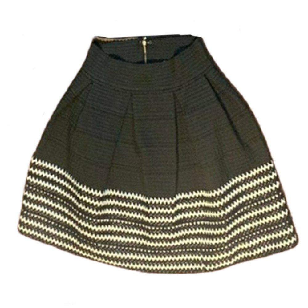 Miami Skirts Box Pleated Skater Striped Black S